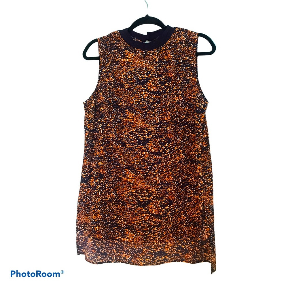 Bobeau Multi Color Orange Navy Sleeve Blouse
